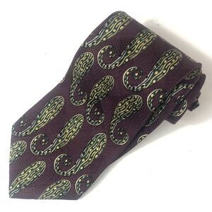 Vtg BESPOKE Since 1948 All Silk Hand Sewn USA Paisley Tie Deep Purple Green Gold